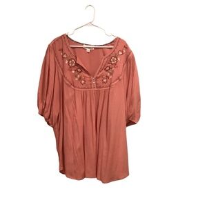 Nurture by westbound Coral embroidered blouse size 3X